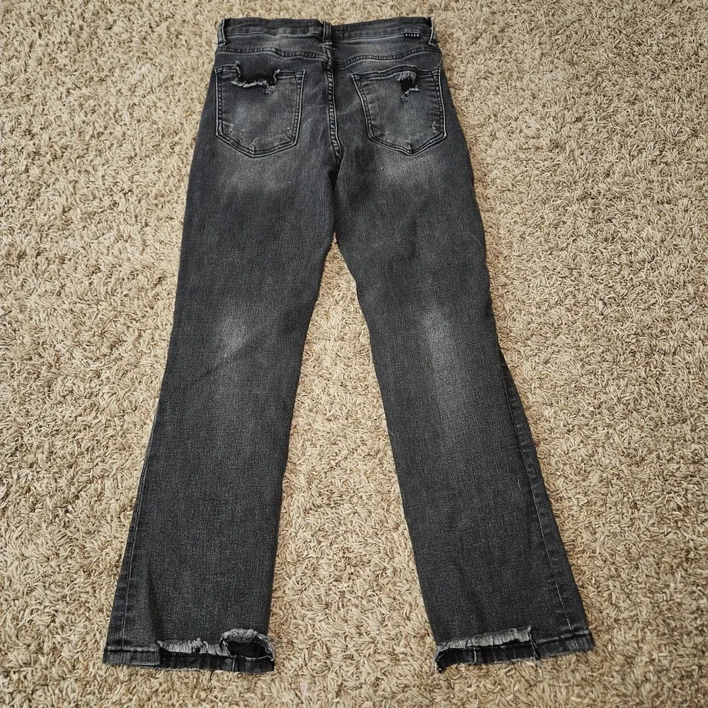 Risen Jeans Women's 5/27 Black Bootcut Distressed Stretch Denim‎ Casual